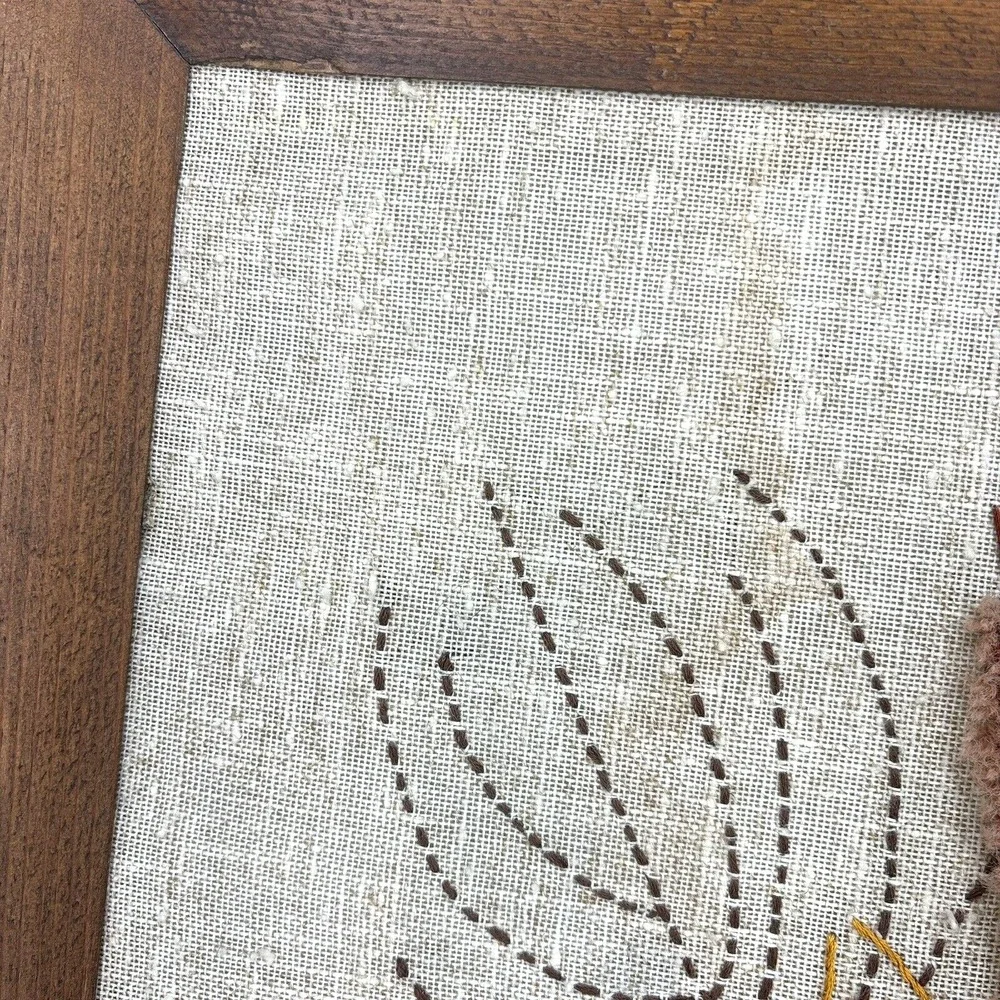 Vtg Latch Hook Rug Wall Hanging Handmade Fall‎ Basket Framed Art 26